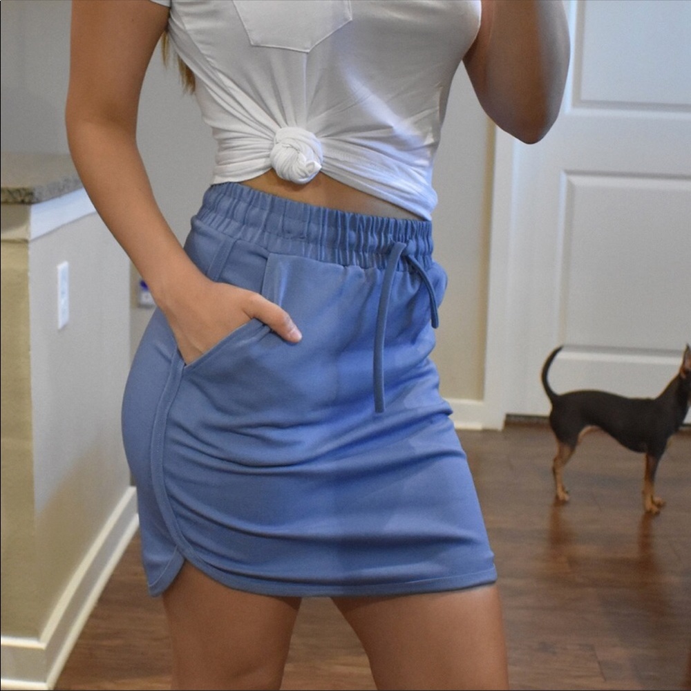 Elastic Waist Skirt with Pockets